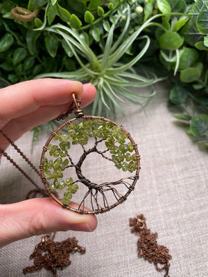 Crystal Tree of Life Necklace detail view by Copper Ashes