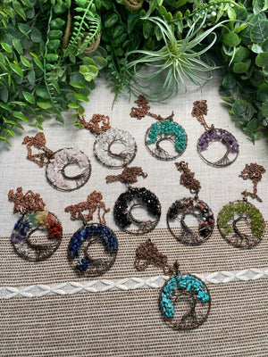 Crystal Tree of Life Necklace detail view by Copper Ashes