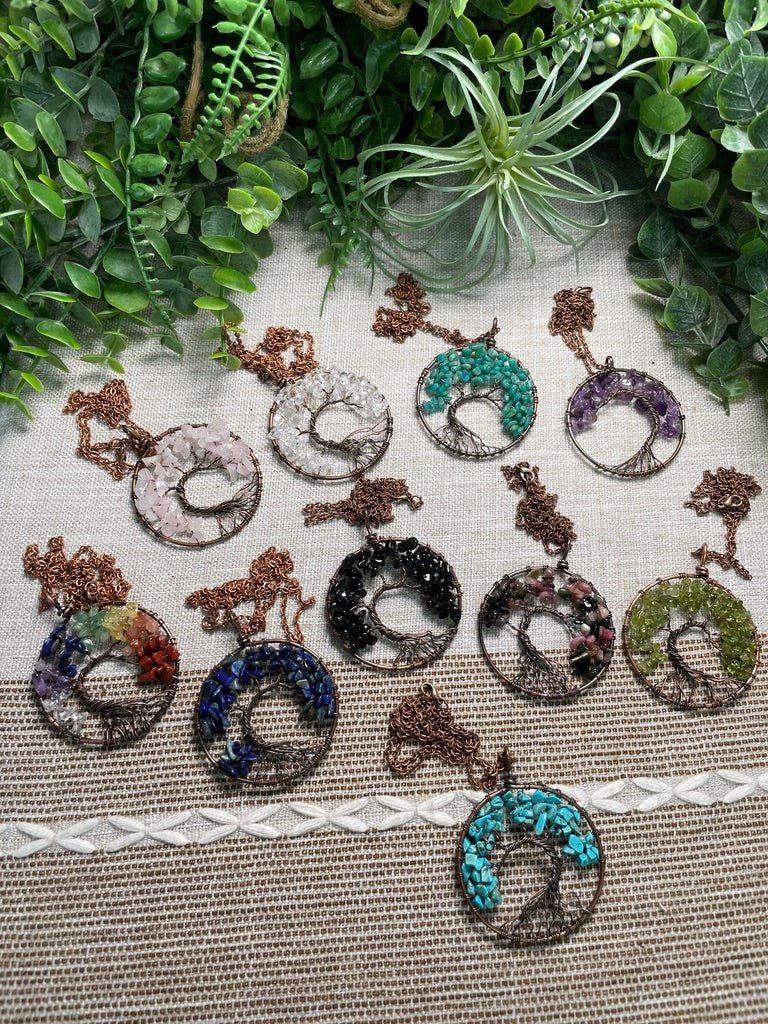 Crystal Tree of Life Necklace detail view by Copper Ashes