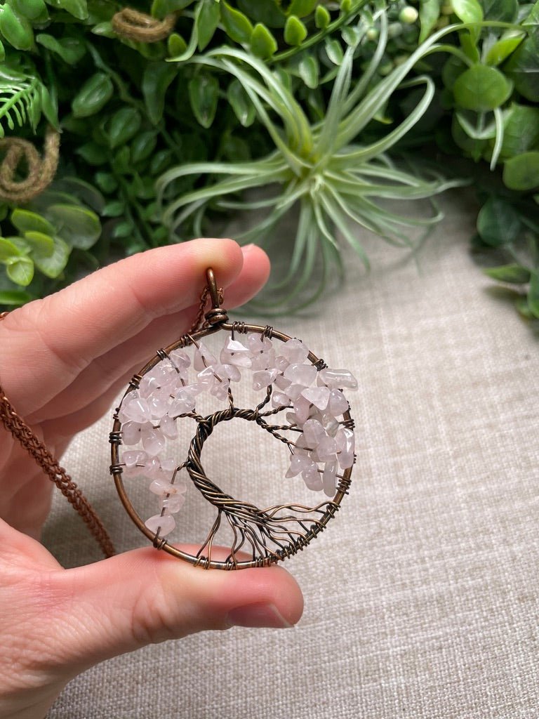 Crystal Tree of Life Necklace detail view by Copper Ashes