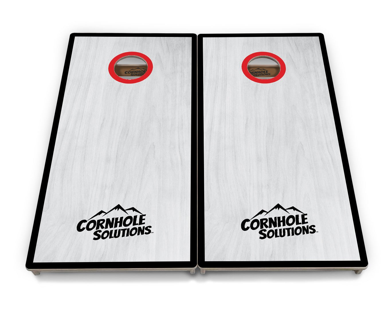 Red/Black Hole Ring Grey Wash Cornhole Boards - Professional Tournament Series