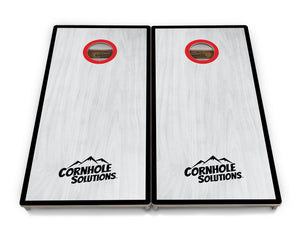 Red/Black Hole Ring Grey Wash Cornhole Boards - Professional Tournament Series