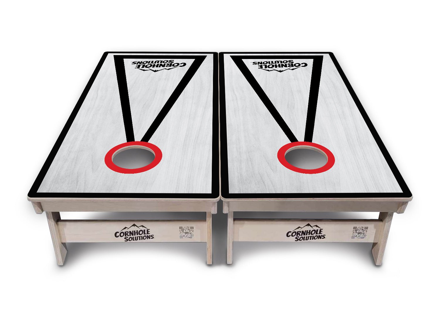 Red/Black Hole Ring Grey Wash Cornhole Boards - Professional Tournament Series