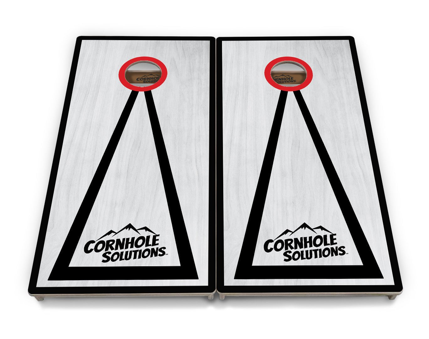 Red/Black Hole Ring Grey Wash Cornhole Boards - Professional Tournament Series