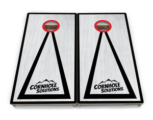 Red/Black Hole Ring Grey Wash Cornhole Boards - Professional Tournament Series