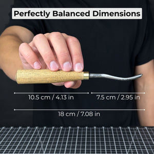 Curved Detail Carving Gouge – 8 mm / 12 mm (0.31 / 0.47 inches) detail view by Sharky Forged Steel Tools