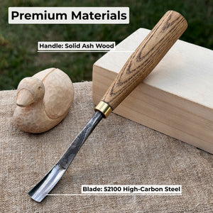 Curved Detail Carving Gouge – 8 mm / 12 mm (0.31 / 0.47 inches) detail view by Sharky Forged Steel Tools