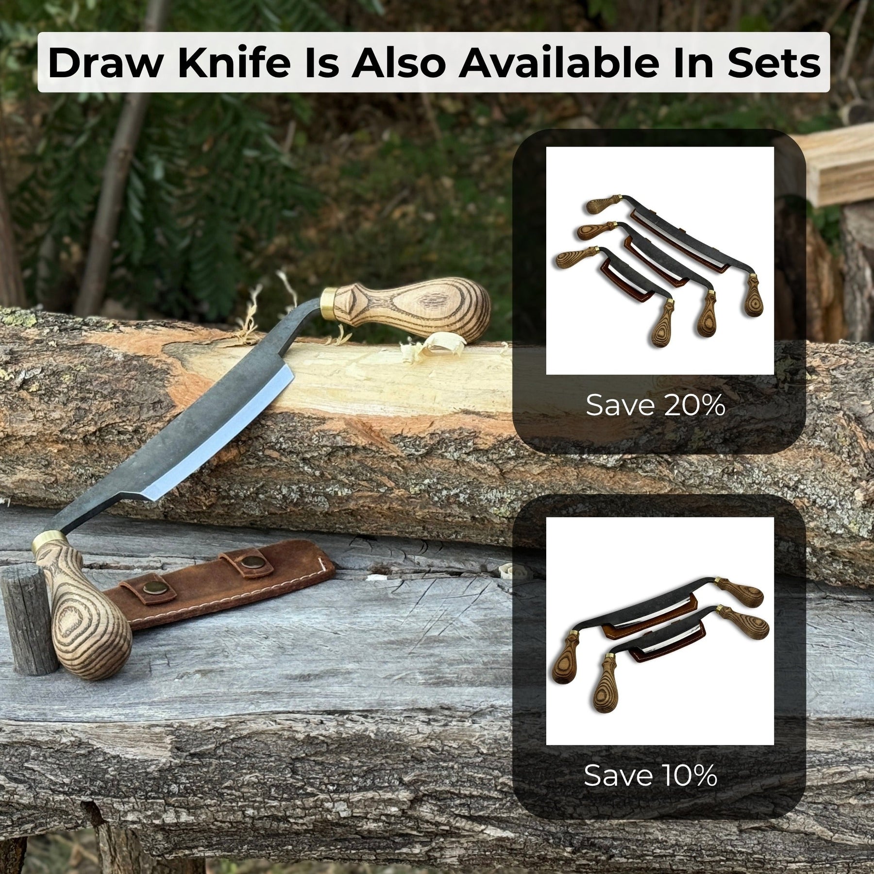 Curved Draw Knife (Push/Pull Shave), 10.5 cm (4.1 inch) Cutting Edge detail view by Sharky Forged Steel Tools