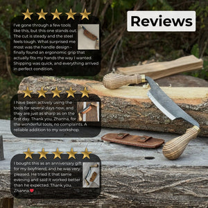 Curved Draw Knife (Push/Pull Shave), 10.5 cm (4.1 inch) Cutting Edge detail view by Sharky Forged Steel Tools