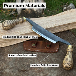Curved Draw Knife (Push/Pull Shave), 10.5 cm (4.1 inch) Cutting Edge detail view by Sharky Forged Steel Tools