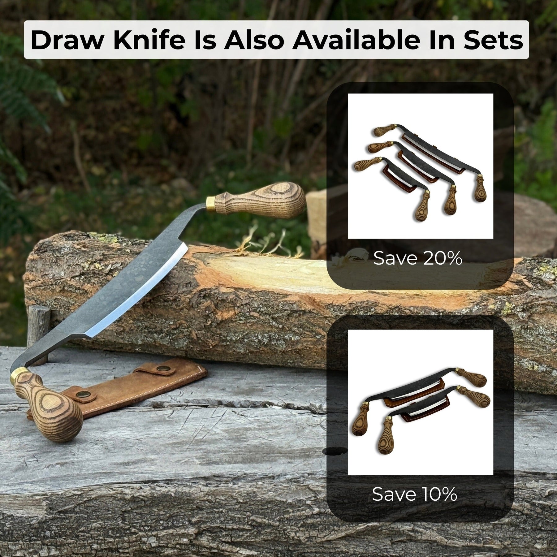 Curved Draw Knife (Push/Pull Shave), 14.5 cm (5.7 inch) Cutting Edge detail view by Sharky Forged Steel Tools