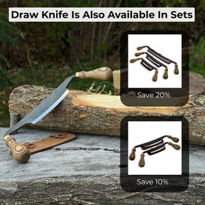 Curved Draw Knife (Push/Pull Shave), 14.5 cm (5.7 inch) Cutting Edge detail view by Sharky Forged Steel Tools