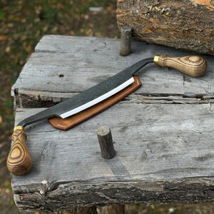 Curved Draw Knife (Push/Pull Shave), 14.5 cm (5.7 inch) Cutting Edge by Sharky Forged Steel Tools