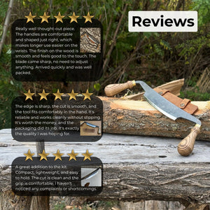 Curved Draw Knife (Push/Pull Shave), 14.5 cm (5.7 inch) Cutting Edge detail view by Sharky Forged Steel Tools