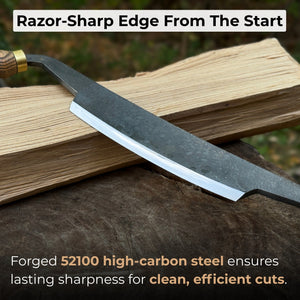 Curved Draw Knife (Push/Pull Shave), 14.5 cm (5.7 inch) Cutting Edge detail view by Sharky Forged Steel Tools