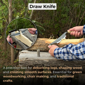 Curved Draw Knife (Push/Pull Shave), 14.5 cm (5.7 inch) Cutting Edge detail view by Sharky Forged Steel Tools