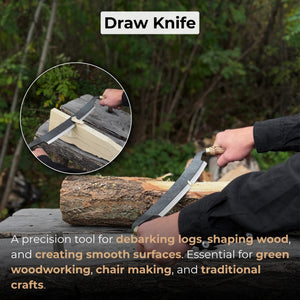 Curved Draw Knife (Push/Pull Shave), 25.5 cm (10 inch) Cutting Edge detail view by Sharky Forged Steel Tools