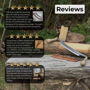 Curved Draw Knife (Push/Pull Shave), 25.5 cm (10 inch) Cutting Edge detail view by Sharky Forged Steel Tools