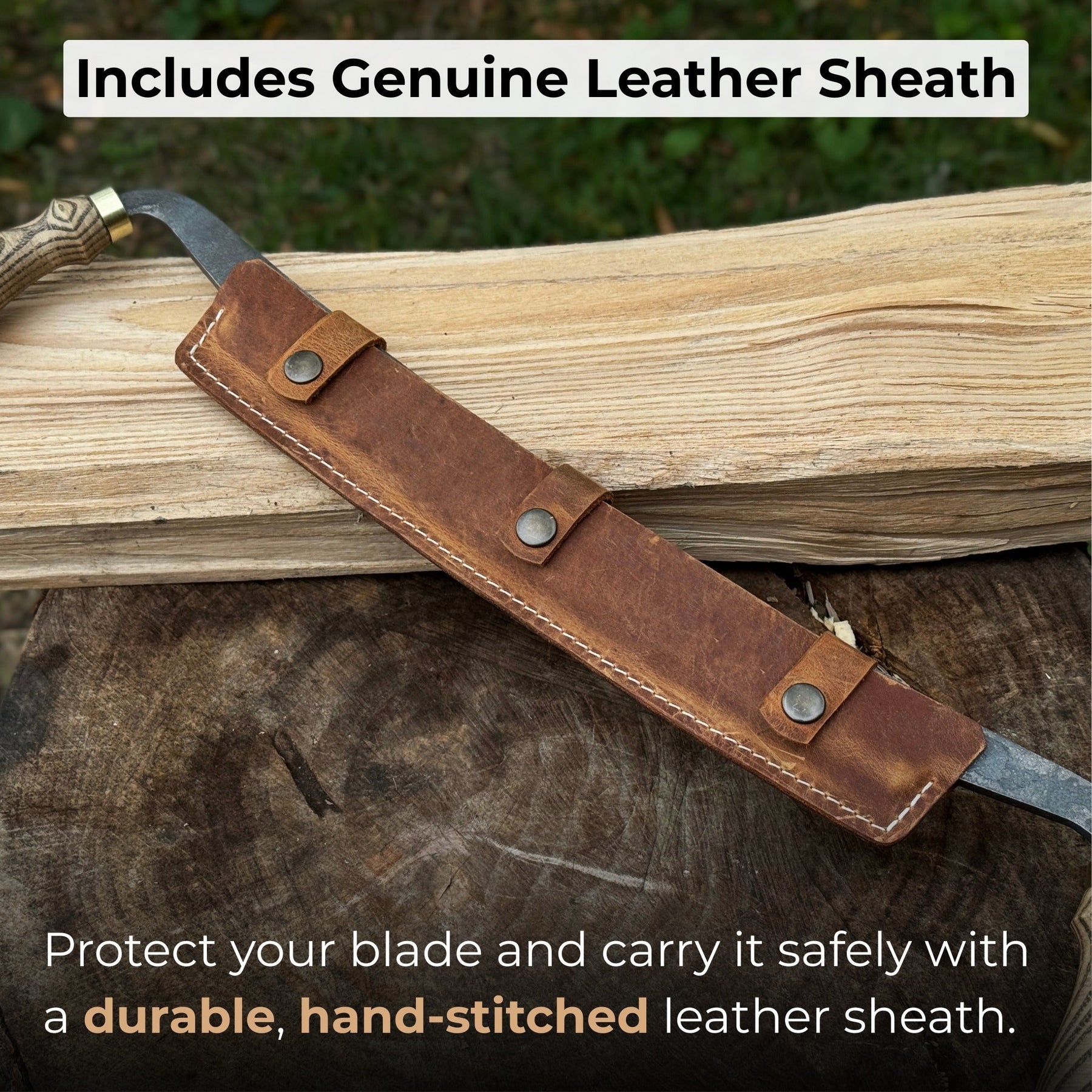 Curved Draw Knife (Push/Pull Shave), 25.5 cm (10 inch) Cutting Edge detail view by Sharky Forged Steel Tools