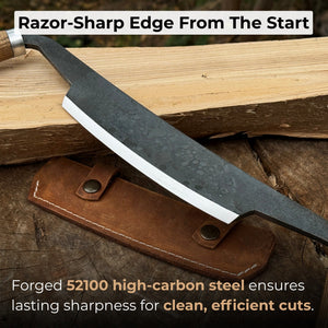 Curved Drawknife (Push/Pull), 14.5 cm (5.7 inches) detail view by Sharky Forged Steel Tools