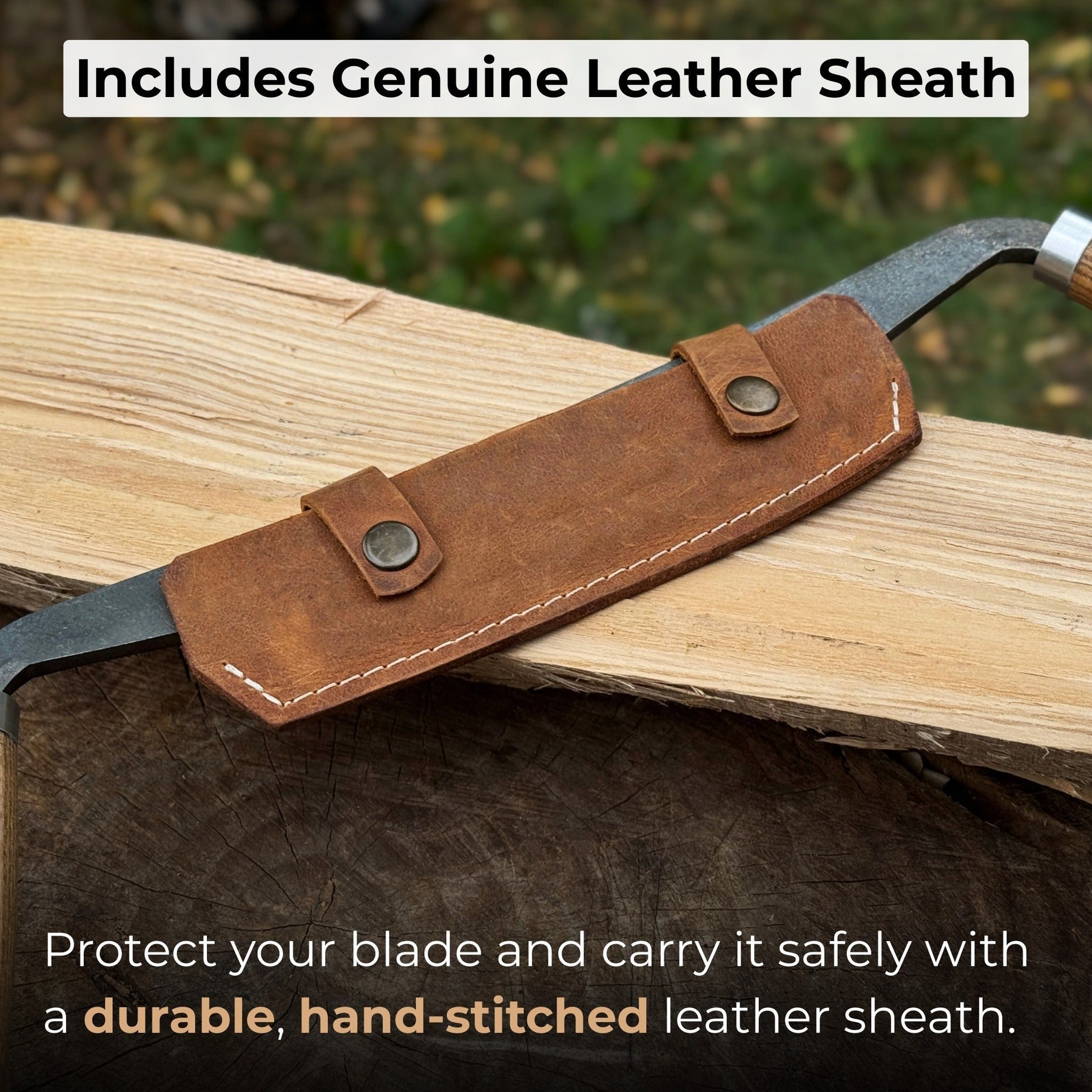 Curved Drawknife (Push/Pull), 14.5 cm (5.7 inches) detail view by Sharky Forged Steel Tools