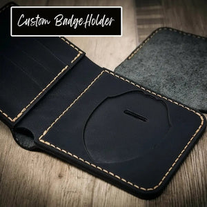 Badge Bifold Wallet by Bull Sheath Leather, handmade leather goods detail photo 3
