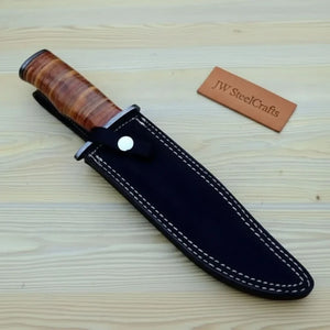 Custom Damascus Utility Bowie Knife Handmade by JW SteelCrafts, Damascus knife detail photo 3