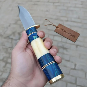 Hunting Knife with High Carbon Steel Blade | JW SteelCrafts by JW SteelCrafts, Damascus knife detail photo 2