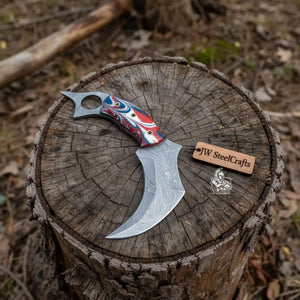 Custom Hand Forged Du Hoc Karambit Knife by JW SteelCrafts, Damascus knife main product photo