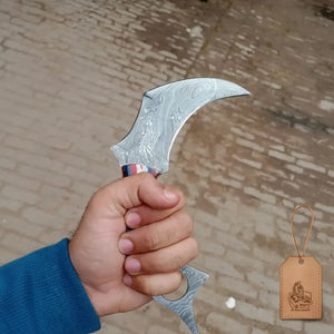 Custom Hand Forged Du Hoc Karambit Knife by JW SteelCrafts, Damascus knife detail photo 5