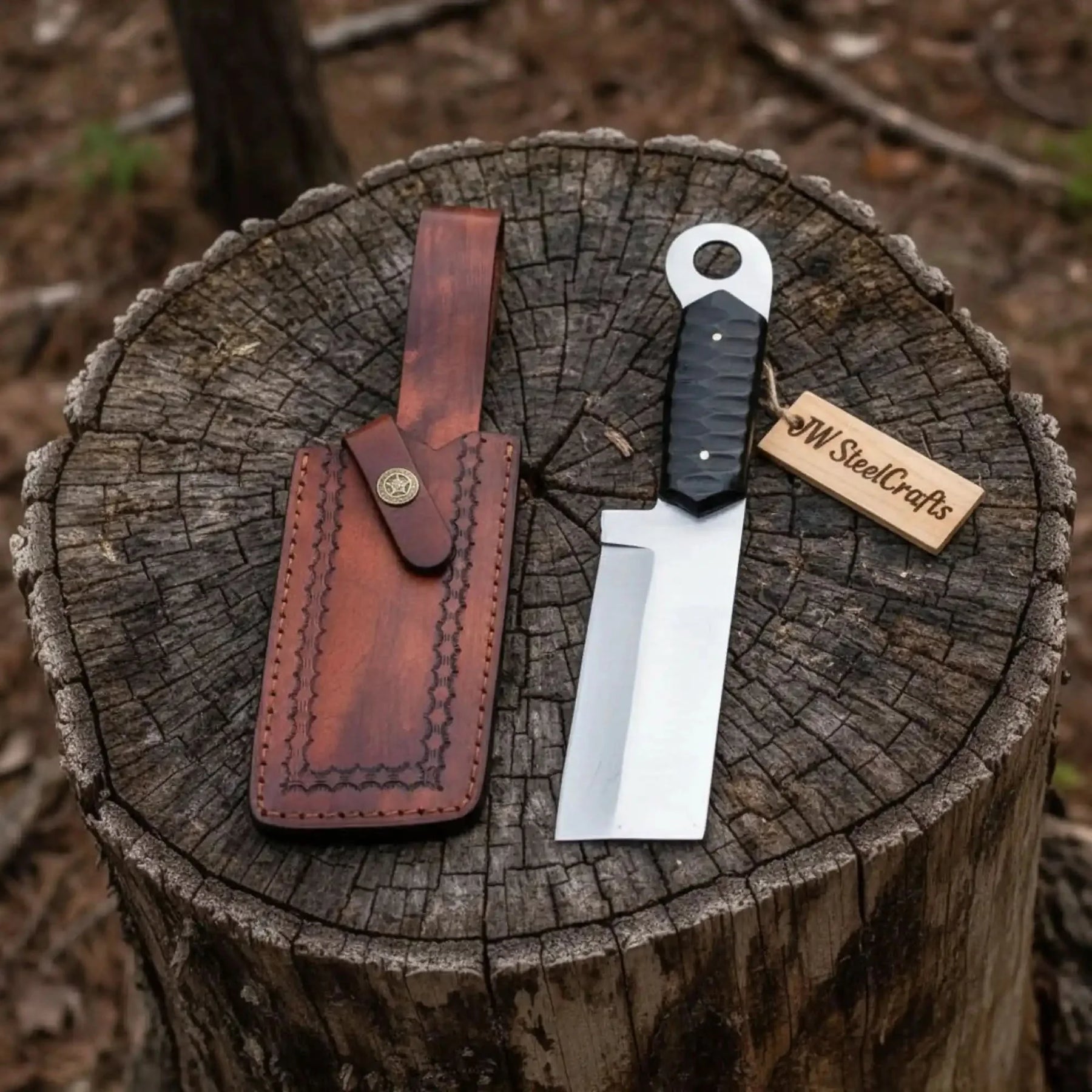 Custom hand Made D2 Steel Tanto knife MB-0094 by JW SteelCrafts, Damascus knife detail photo 4