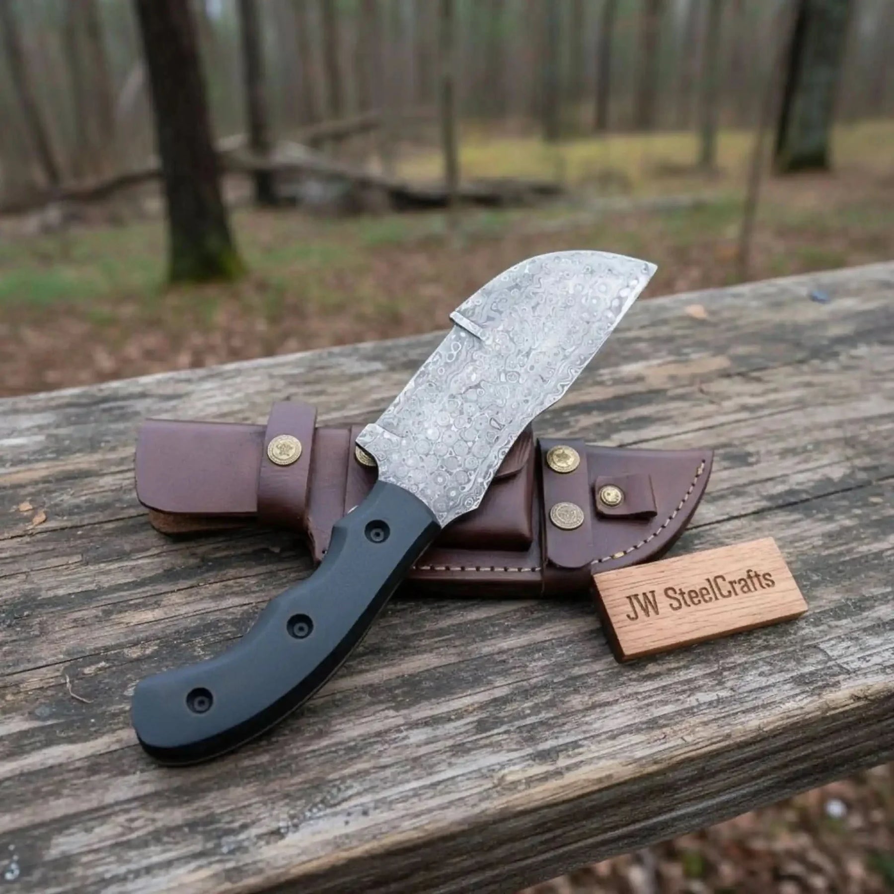 Custom Handmade - 12.Inches Beautiful Full Damascus Tracker knife by JW SteelCrafts, Damascus knife detail photo 3