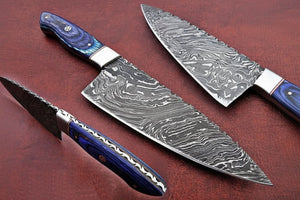 Custom Handmade Damascus Steel Chef Knife/ Kitchen Knife/Perfect Gift DK-0263 by JW SteelCrafts, Damascus knife main product photo