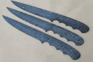 Custom Handmade Damascus Steel Fillet Knife Blank Blades Set of 3 – Full Tang Twist Pattern Flexible Fillet Knife Blanks for Custom Handle Making JW S by JW SteelCrafts, Damascus