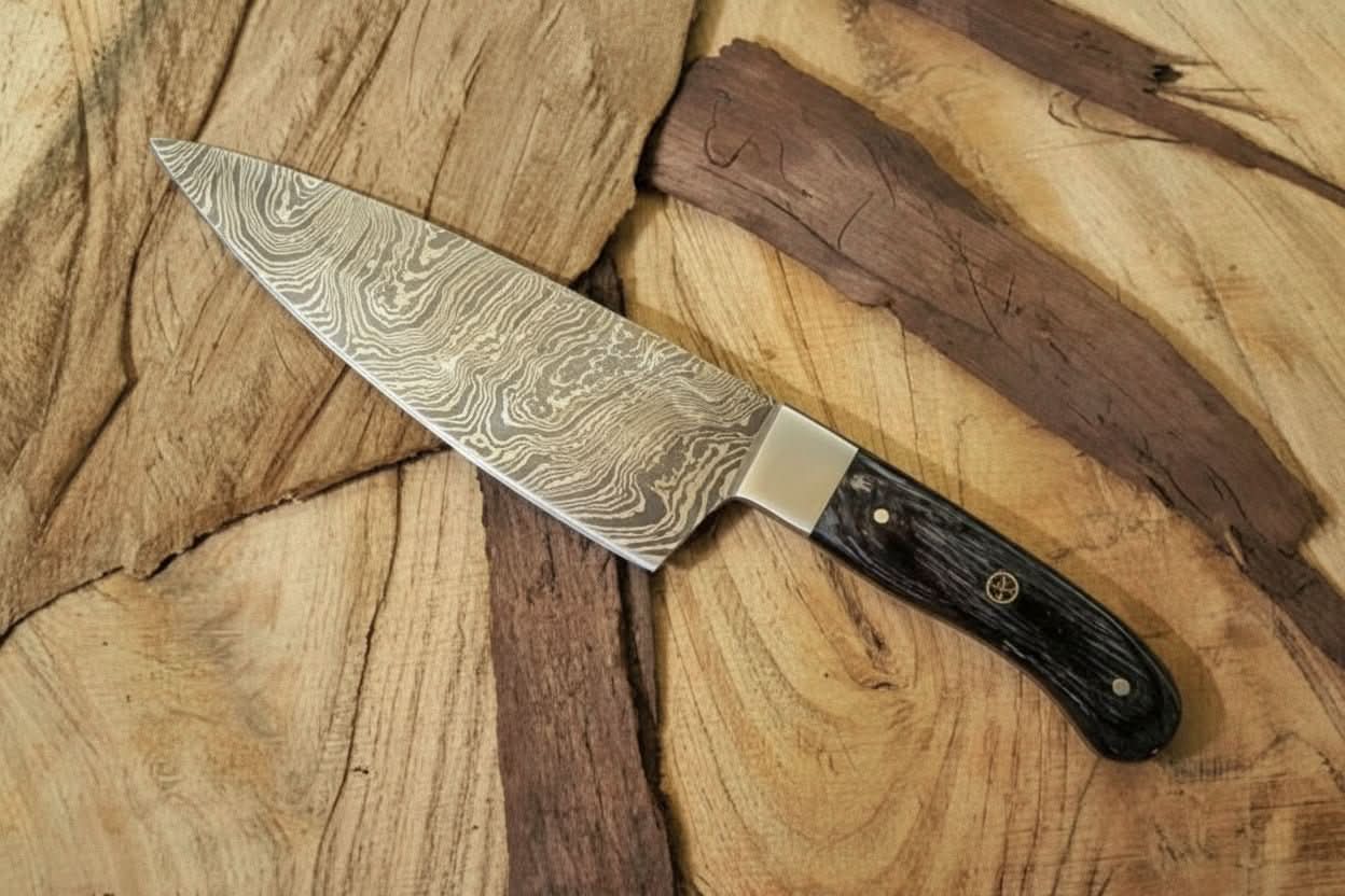 Custom Handmade Damascus Steel Full Tang Chef Knife / Vegetable Knife / Kitchen Knife DK-0128 by JW SteelCrafts, Damascus knife detail photo 3