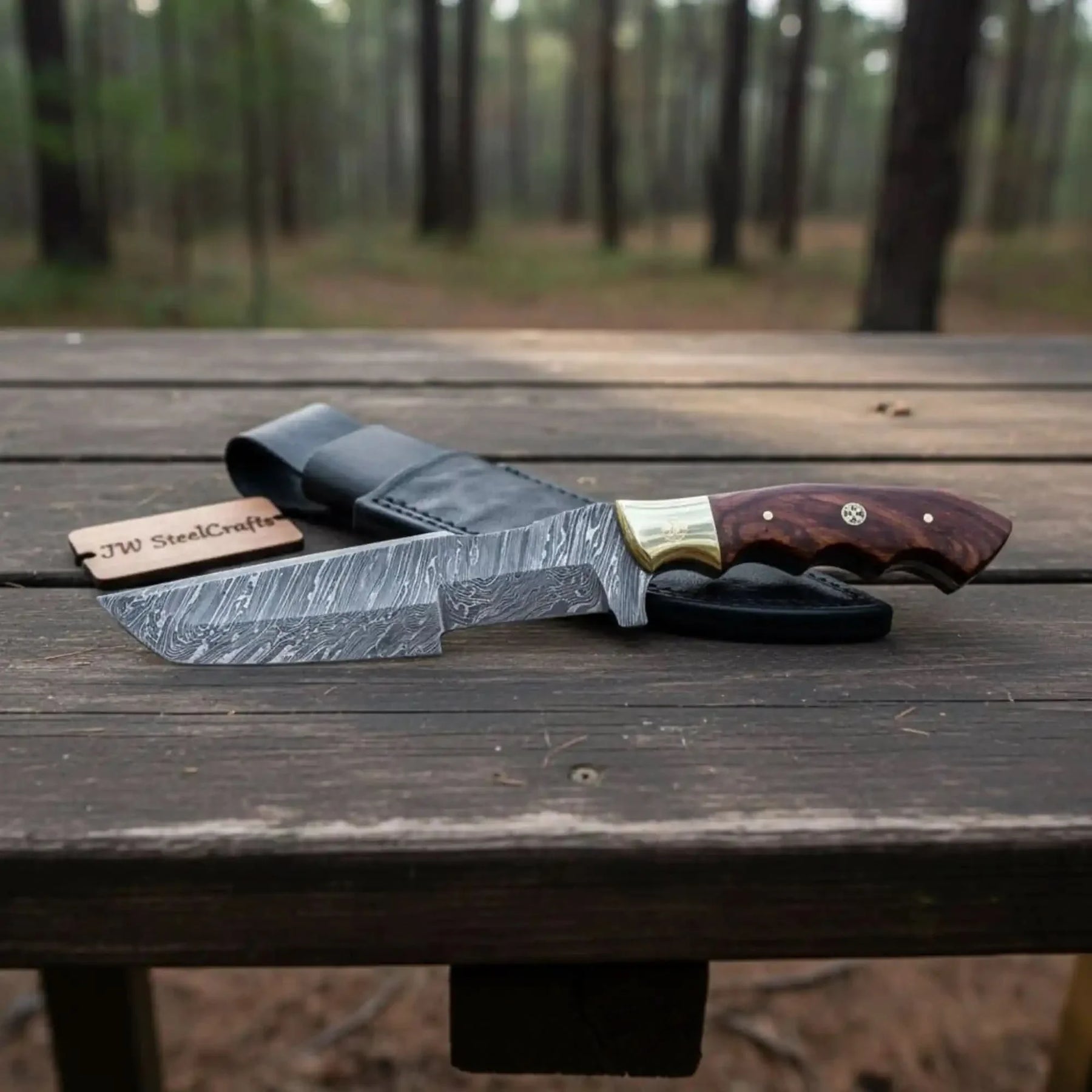 Custom Handmade Damascus Steel Tracker Knife / Hunting Knife DK-0129 by JW SteelCrafts, Damascus knife detail photo 3