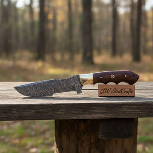 Custom Handmade Damascus Steel Tracker Knife / Hunting Knife DK-0129 by JW SteelCrafts, Damascus knife main product photo