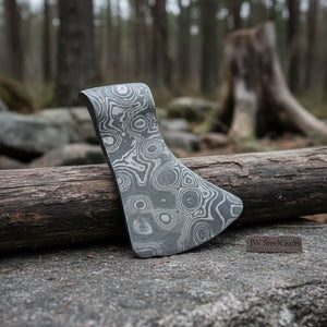 Custom Handmade Damascus Steel Viking Axe Pendant / Perfect gift DE-0011 by JW SteelCrafts, handmade jewelry detail photo 2