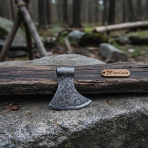 Custom Handmade Damascus Steel Viking Axe Pendant / Perfect gift DE-0011 by JW SteelCrafts, handmade jewelry detail photo 3