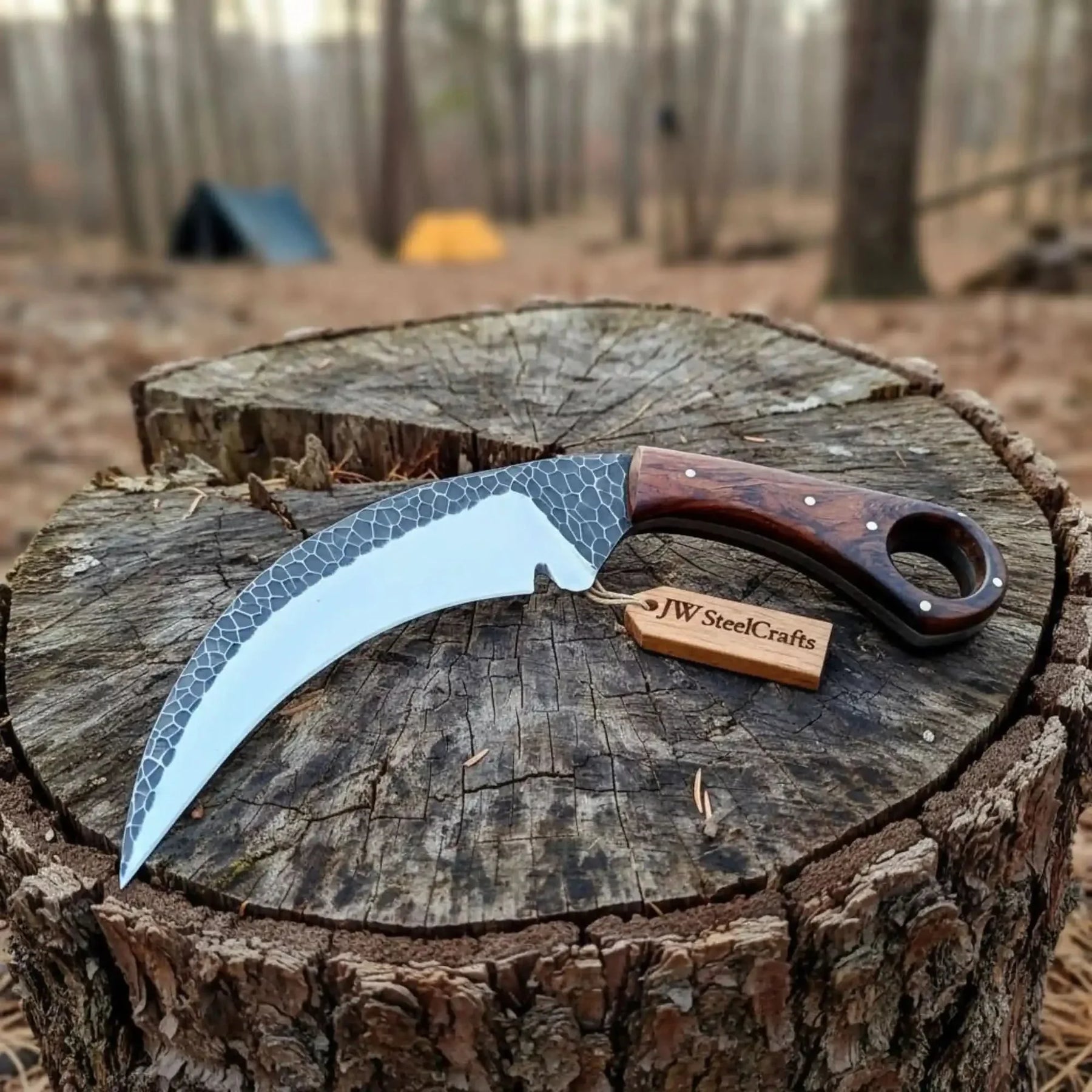 Custom Handmade Karambit knife/fighting knife detail view by JW SteelCrafts