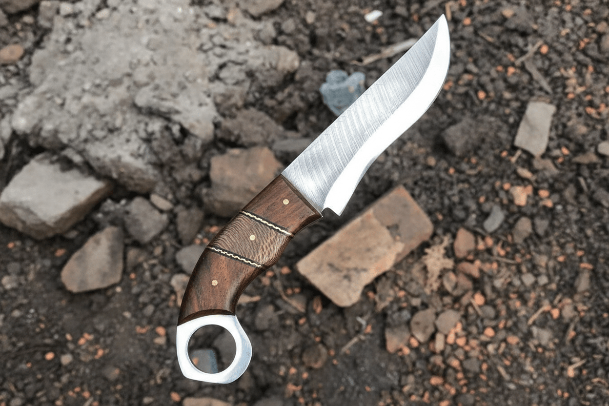 Custom Handmade Stainless Steel hunting knife leather sheath BM-0096 by JW SteelCrafts, leather knife sheath detail photo 5