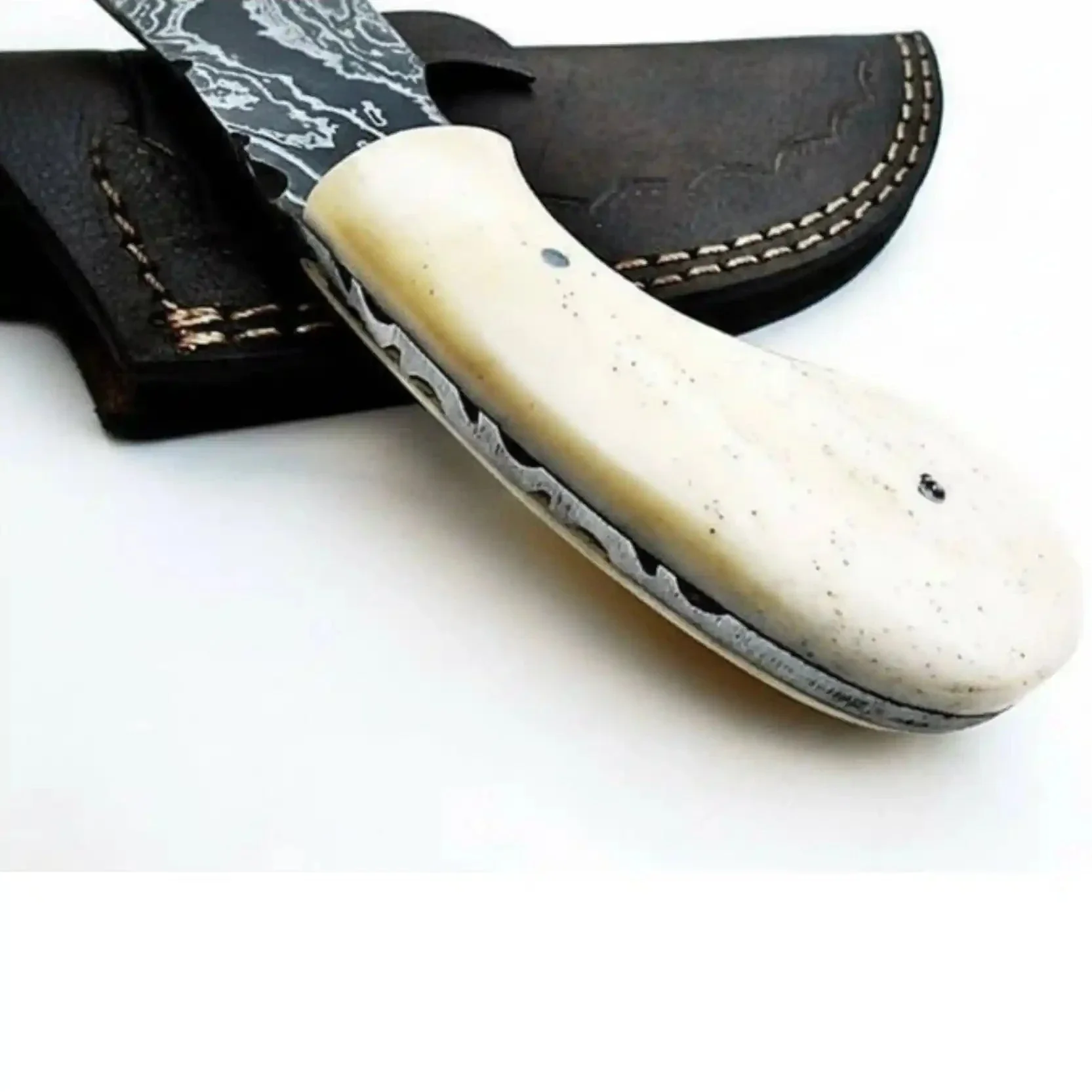 Custom Made Damascus Steel Hunting Knife / Skinning Knife Gut Hook DK-0101 by JW SteelCrafts, Damascus knife detail photo 3