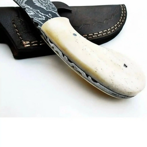 Custom Made Damascus Steel Hunting Knife / Skinning Knife Gut Hook DK-0101 by JW SteelCrafts, Damascus knife detail photo 3