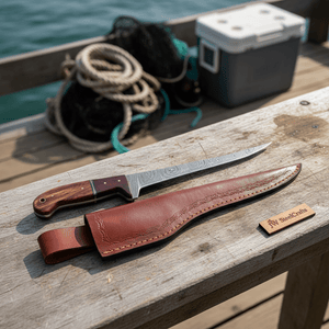 Custom Made Fillet Knife by JW SteelCrafts, Damascus knife detail photo 5
