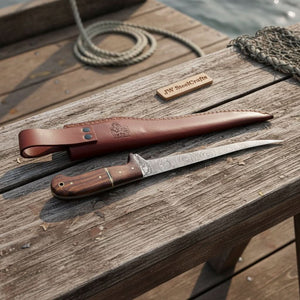 Custom Made Fillet Knife by JW SteelCrafts, Damascus knife detail photo 2