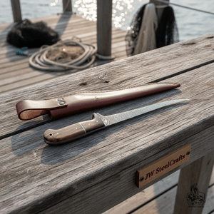 Custom Made Fillet Knife by JW SteelCrafts, Damascus knife detail photo 6