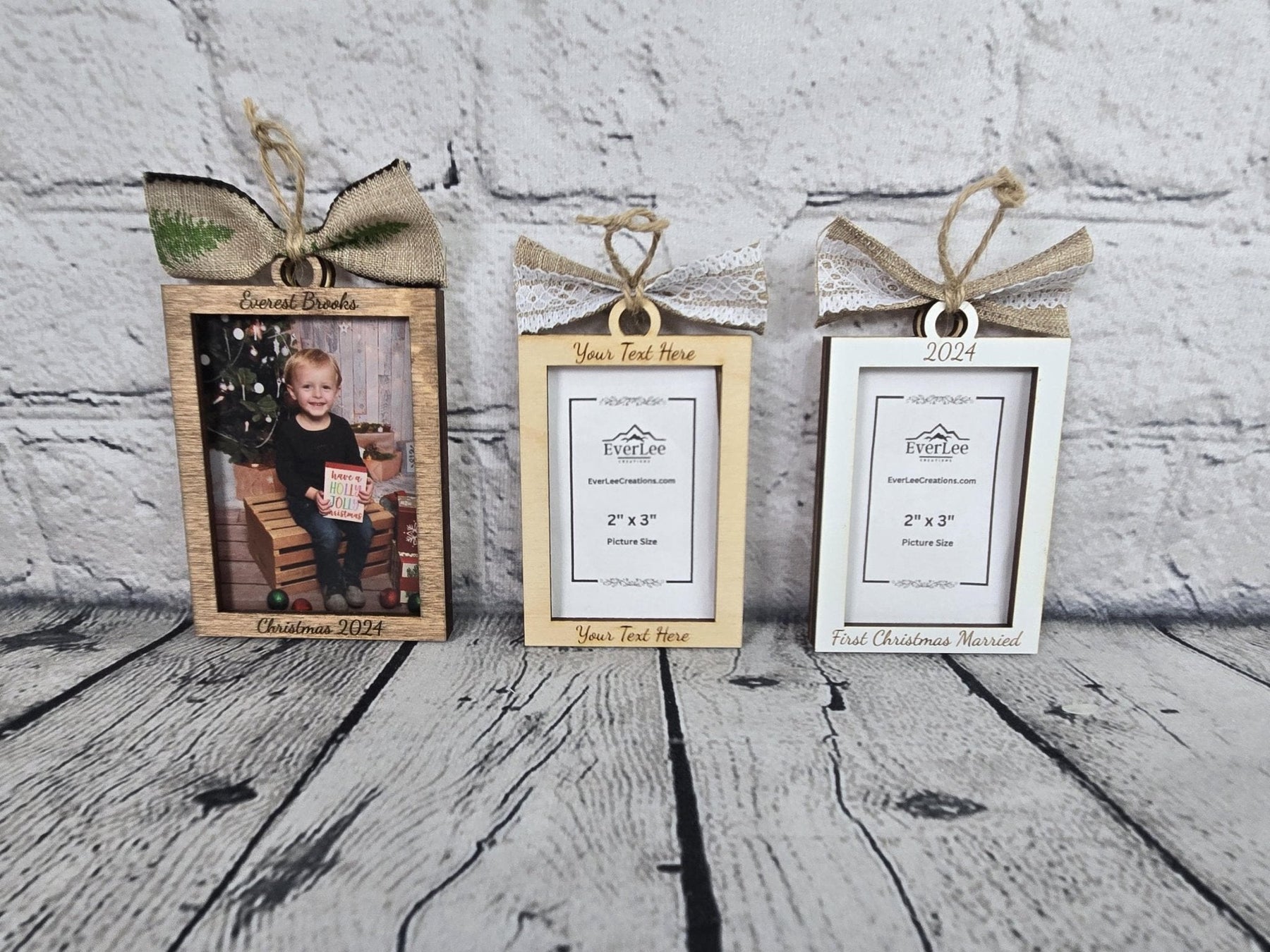 Custom Photo Ornament Picture Frame detail view by EverLee Creations