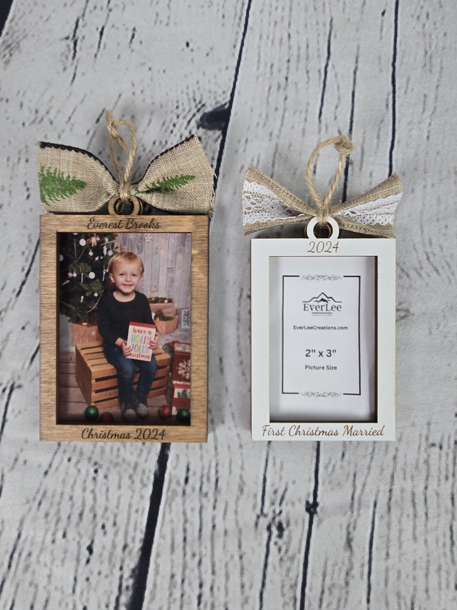 Custom Photo Ornament Picture Frame detail view by EverLee Creations