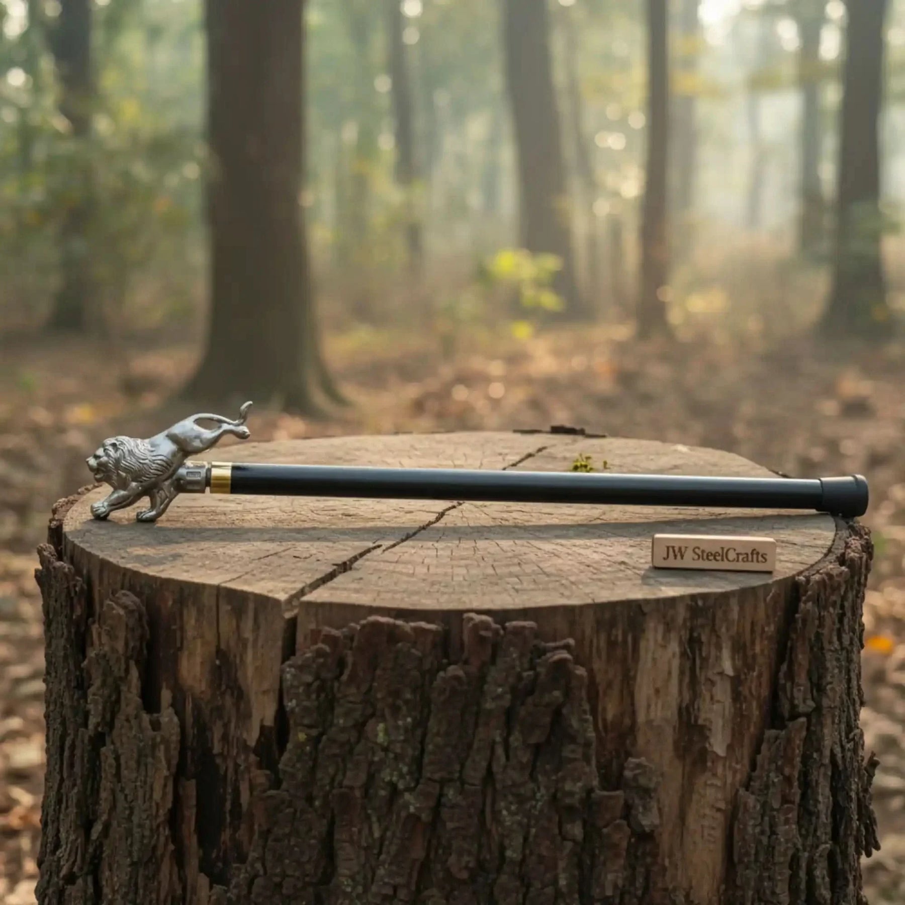 Royal Lion Walking Cane Replica with Decorative Metal Handle for Historical Collection, Costume Events, and Display by JW SteelCrafts, Southern home decor main product photo
