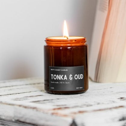 Tonka, Amaretto & Oud Soy Candle by Pretty Honest Candles